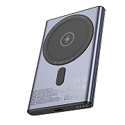 Внешний аккумулятор Hoco Q32 Bird PD20W SafeMag 5000mAh Type-C/Type-C (metal gray)