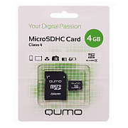 Карта флэш-памяти MicroSD  4 Гб Qumo +SD адаптер (class 4)