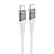 Кабель Type-C - Type-C Hoco U111 Transparent PD 60W 120см 3A  (grey)