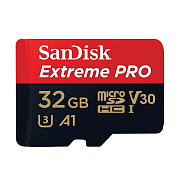 Карта флэш-памяти MicroSD 32 Гб SanDisk Extreme Pro + SD адаптер (100 Mb/s) (red) 