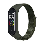 Ремешок - WB09 Xiaomi Mi Band 3/Mi Band 4 текстиль липучка (регулируемый) (dark green)