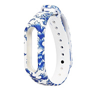 Ремешок - WB13 Xiaomi Mi Band 2 силикон на кнопке (09) (регулируемый) (white/blue)