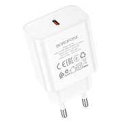 Адаптер Сетевой Borofone BA71A Power PD QC3.0 Type-C 20W (white)