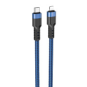 Кабель Type-C - Apple lightning Hoco U110 PD 20W 120см 3A  (blue)