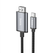 Кабель Type-C - HDMI Hoco UA27 HD  200см   (metal gray)