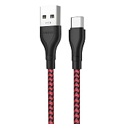 Кабель USB - Type-C Borofone BX39 Beneficial 15W 100см 3A  (black/red)