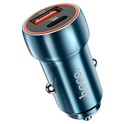 Адаптер Автомобильный Hoco Z46A Blue whale PD20W+QC3.0 USB/Type-C/5V/3A (sapphire blue)