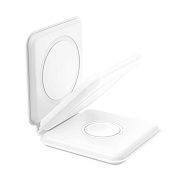 ЗУ Сетевое Беспроводное - D22 SafeMag (складное) 2-in-1 15W (white)