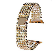 Ремешок - ApW Apple Watch 42/44/45/49 mm металл раскладывающаяся застежка (001) (gold)