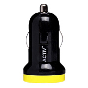 Адаптер Автомобильный Activ Clean Line CAU1-1A-01 1USB/5V/1A (black/yellow) ..