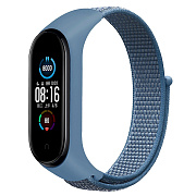 Ремешок - WB09 Xiaomi Mi Band 5/Mi Band 6 текстиль липучка (регулируемый) (blue)