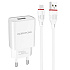 Адаптер Сетевой с кабелем Borofone BA20A Sharp* USB 2,1A/10W (USB/Micro USB) (white)