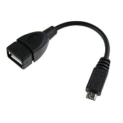 Кабель OTG - micro USB Glossar 5W 10см 1A  (black)