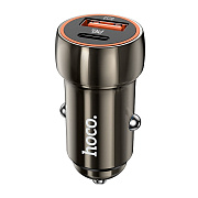 Адаптер Автомобильный Hoco Z46A Blue whale PD20W+QC3.0 USB/Type-C/5V/3A (metal gray)