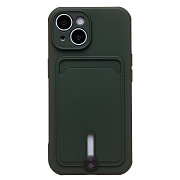 Чехол-накладка - SC304 с картхолдером для "Apple iPhone 15" (dark green) (228128)