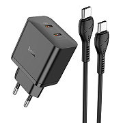 Адаптер Сетевой Hoco N35 Streamer PD GaN 2*Type-C 3A/45W (black)