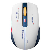 Мышь оптическая беспроводная Defender Dila MM-282 LED,6D,2.4,1800dpi (white/blue) (241390)