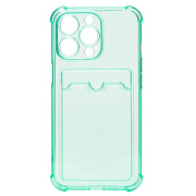 Чехол-накладка - SC276 с картхолдером для "Apple iPhone 13 Pro" (green)