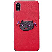 Чехол-накладка - PC016 с вышивкой для "Apple iPhone X/iPhone XS" (002) (red)