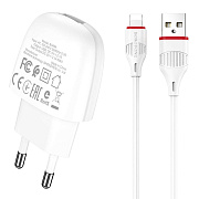 Адаптер Сетевой с кабелем Borofone BA49A Vast (повр. уп.) USB 2,1A/10W (USB/Lightning) (white)