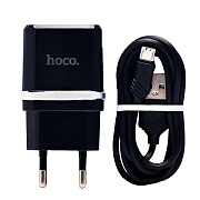 Адаптер Сетевой с кабелем Hoco C11 Smart single Q0.3 USB 1A/5W (USB/Micro USB) (black)