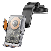 Держатель автомобильный Hoco гравитационный+беспроводная зарядка HW8 лобовое стекло, приборная панель 15W (gray)