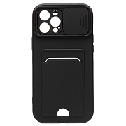 Чехол-накладка - PC066 с картхолдером (360) для "Apple iPhone 12 Pro Max" (black/black) (206984)