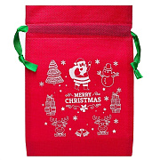 Подарочная упаковка - новогодний мешок New Year 02 (15x22cm) (red) (001) 