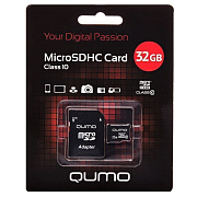 Карта флэш-памяти MicroSD 32 Гб Qumo +SD адаптер (class 10)