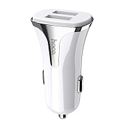 Адаптер Автомобильный с кабелем Hoco Z31 2USB/5V/3.4A QC3.0 +Type-C (white)