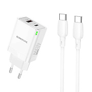 Адаптер Сетевой с кабелем Borofone BN16 Tough PD USB/Type-C 45W (Type-C/Type-C) (white)