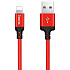 Кабель USB - Apple lightning Hoco X14 Times Speed (повр. уп) 10W 200см 2A  (red/black)