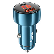 Адаптер Автомобильный Hoco Z50 Leader 48W PD30W+QC3.0 USB/Type-C/5V/3A (sapphire blue)