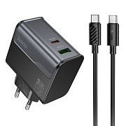 Адаптер Сетевой с кабелем Hoco CS74A Star PD+QC3.0 USB/Type-C 3A/45W (Type-C/Type-C)