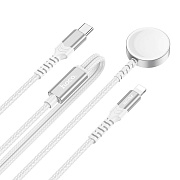 ЗУ Сетевое Беспроводное Hoco CW54 2-in-1 charging cable iP+iWatch (white)