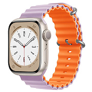 Ремешок - ApW26 Ocean Band Apple Watch 42/44/45/49 mm силикон (light violet/orange)