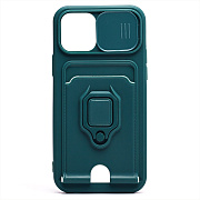 Чехол-накладка - SC312 c картхолдером для "Apple iPhone 12/iPhone 12 Pro" (dark green)