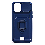 Чехол-накладка - SC312 c картхолдером для "Apple iPhone 12/iPhone 12 Pro" (dark blue)
