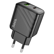 Адаптер Сетевой с кабелем Hoco CS23A Sunlight PD+QC* USB/Type-C 30W (Type-C/Lightning) (black)