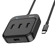 Хаб Type-C - USB Hoco HB31 Easy 4USB 2.0 (black)