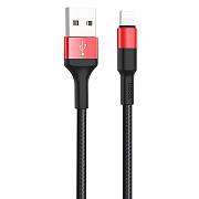 Кабель USB - Apple lightning Hoco X26 Xpress 12W 100см 2,4A  (black/red)