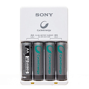 Зарядное устройство Sony BCG-34HH4EN +4 HR6 2500 mAh (повр. уп.) (white)