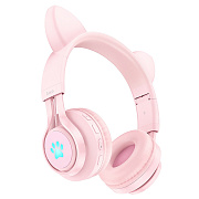 Bluetooth-наушники полноразмерные Hoco W39 Cat ear kids BT (повр. уп.) (pink) 