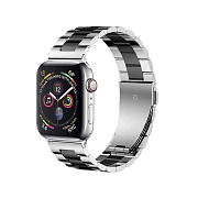 Ремешок - ApW36 металл блочный на застежке Apple Watch 42/44/45/49 mm (silver/black)