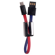 Кабель USB - micro USB Hoco U36  19см 2,4A  (red/blue)