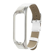 Ремешок - WB05 Xiaomi Mi Band 5 кожаный на классической пряжке (регулируемый) (white)