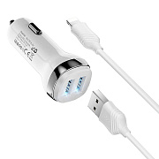 Адаптер Автомобильный с кабелем Hoco Z40 Superior 2USB/5V/2.4A (USB/Lightning) (white)