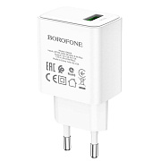 Адаптер Сетевой Borofone BA66A USB 3A/18W (white)