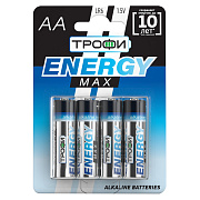 Батарейка AA Трофи LR6 ENERGY MAX  Alkaline (4-BL) (40/640) 