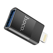 Переходник USB (м) - Lightning (п) / Type-C (п) Hoco UA17 5см (black)